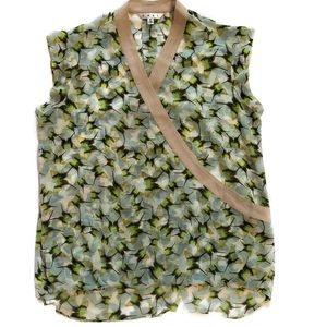 Cabi butterfly pattern wrap blouse